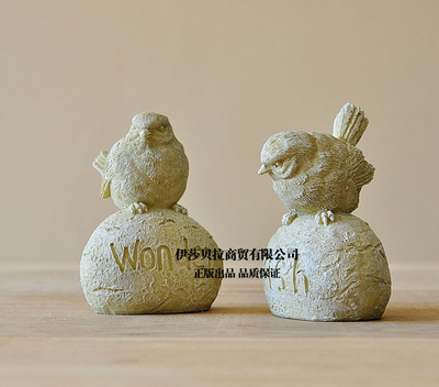 【英文字石头上的小对鸟】价格,厂家,图片,塑料、树脂工艺品,宁波高新区伊莎贝拉商贸-